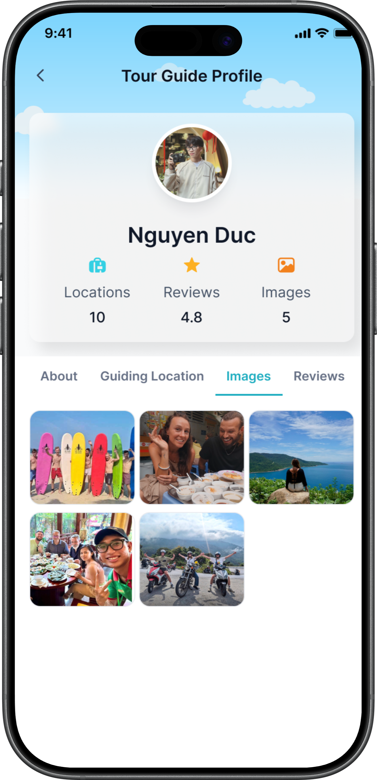 App tour guide profile